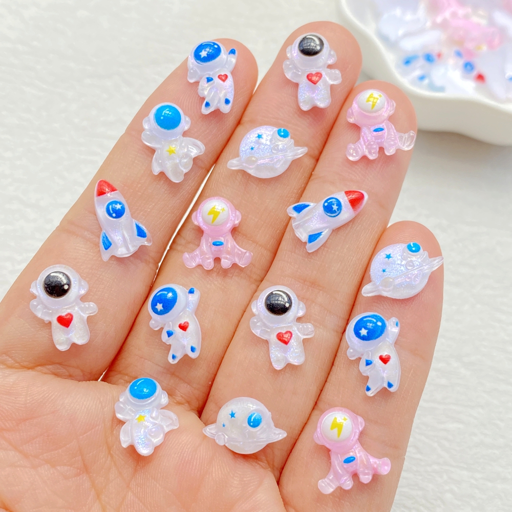 Art And Craft Rocket - 50Pcs Resin Cartoon Mini Shining Space