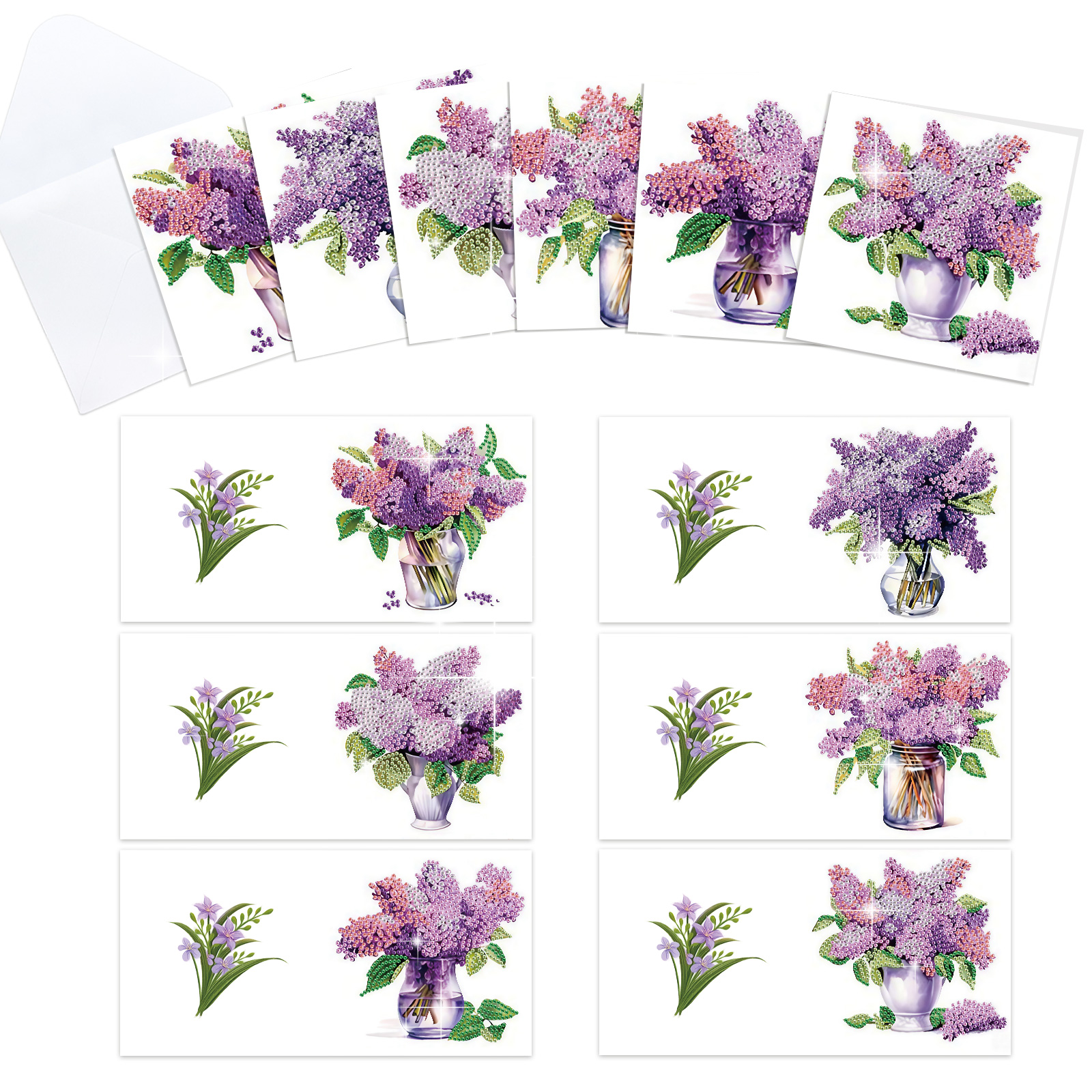 Art Craft Flower - 6Pcs Diamond Art Painting Greeting Cards