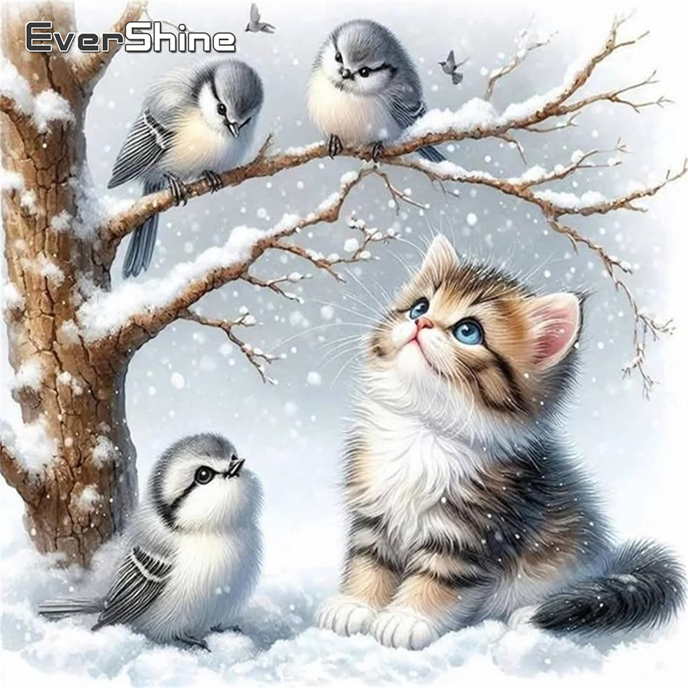 Wallpaper Art And Craft - Evershine Cat Diamond Mosaic Animal DIY