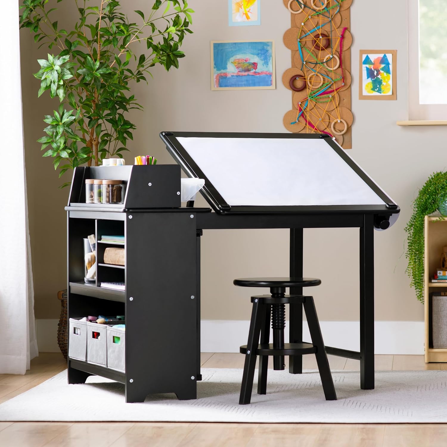 Art Craft Table - Design Studio – Black: 3-in-1 Kids