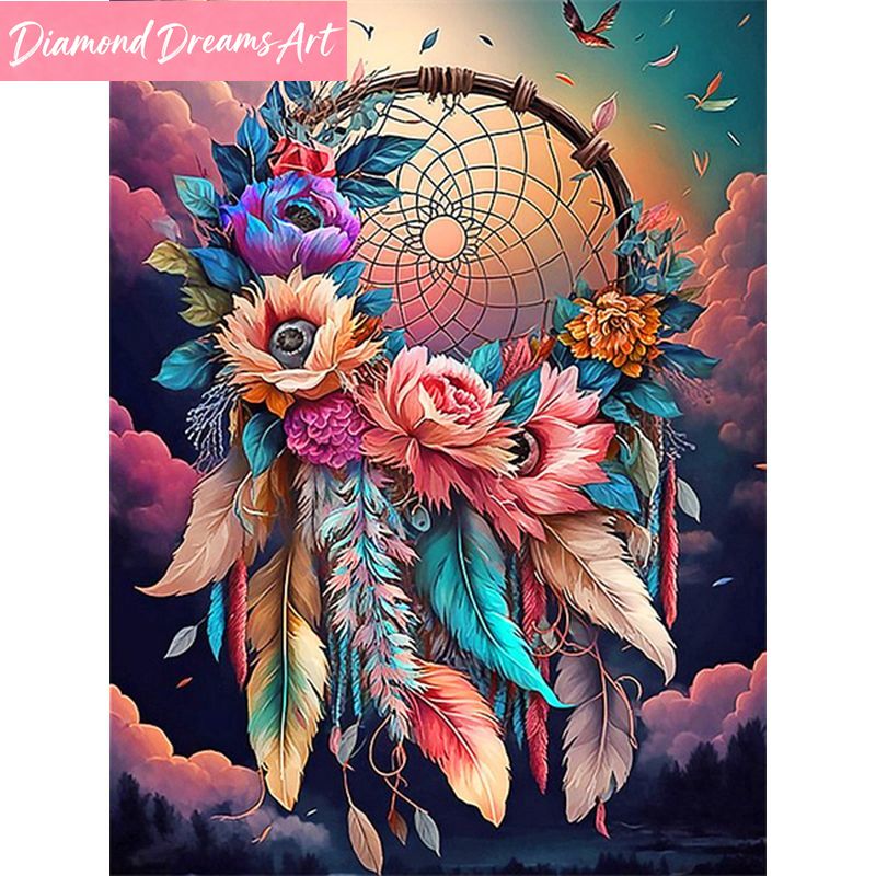 Art Craft Flower - Frameless, Diamond Painting Dream Catcher Butterfly