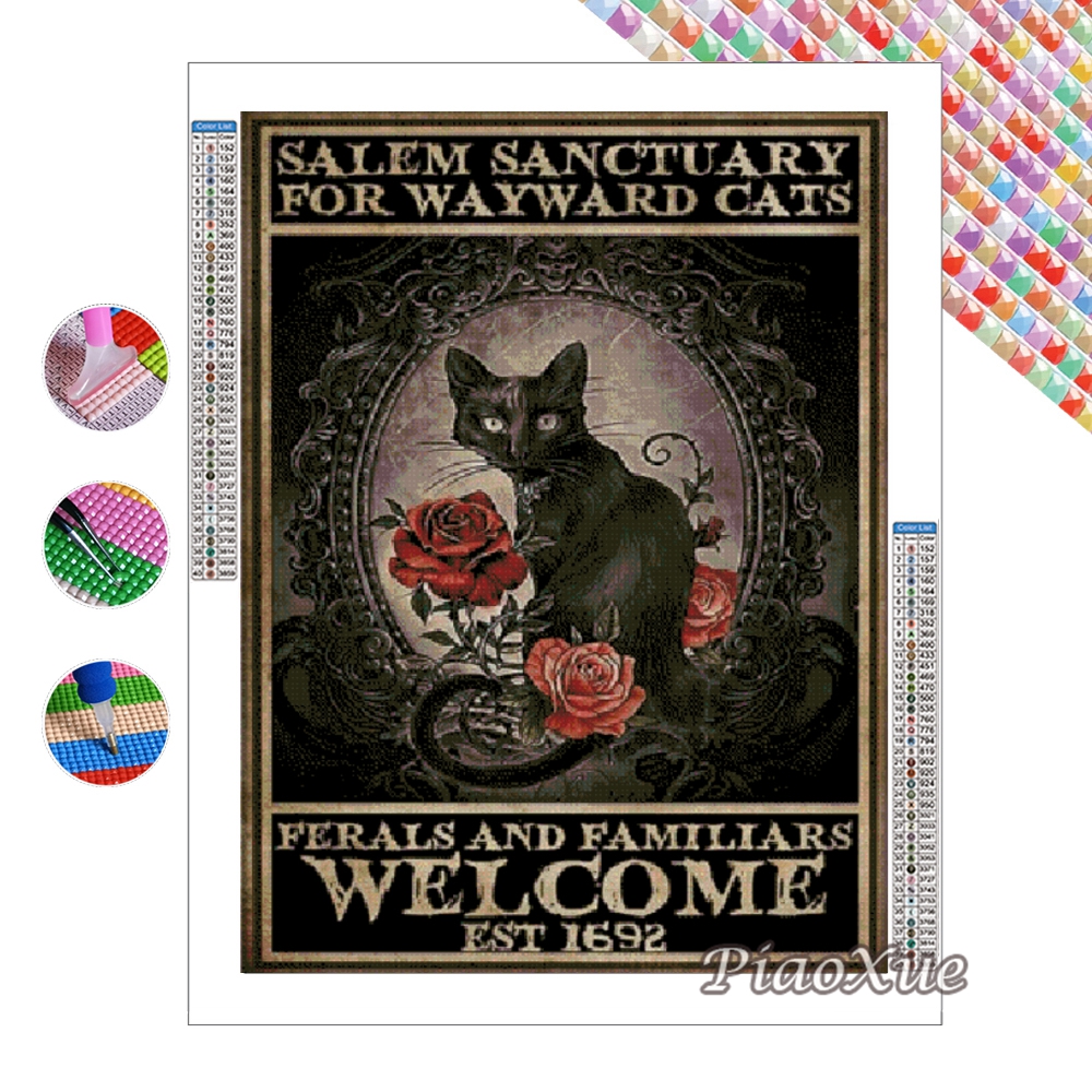Witch And Cats 5D Diy Diamond  - مراجعة Wallpaper Art And Craft وسعره