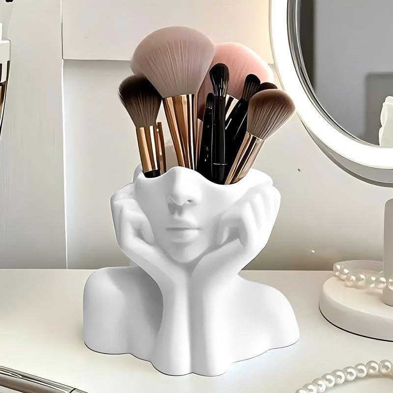 1Pc Cute Face Shaped Makeup Br - مراجعة Art Craft Vase وسعره