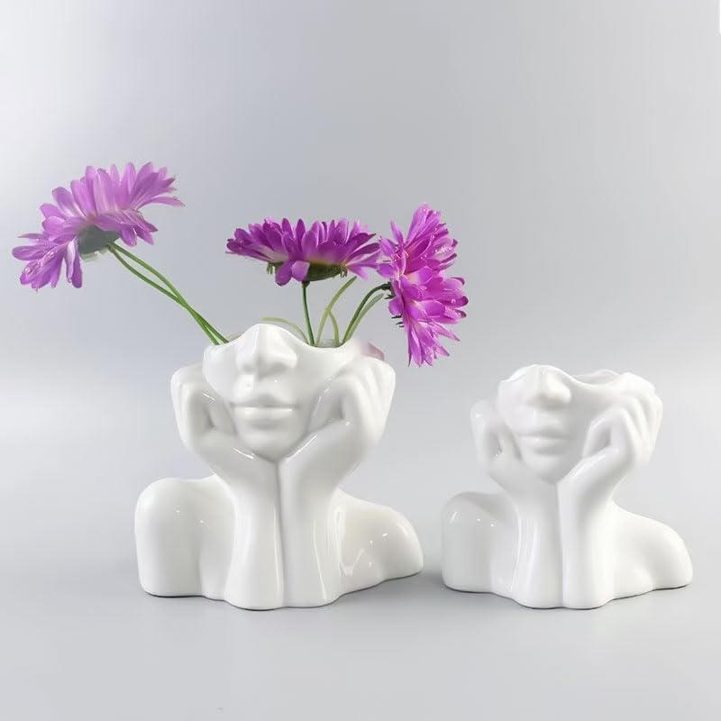 1Pc Cute Face Shaped Makeup Br - مراجعة Art Craft Vase وسعره