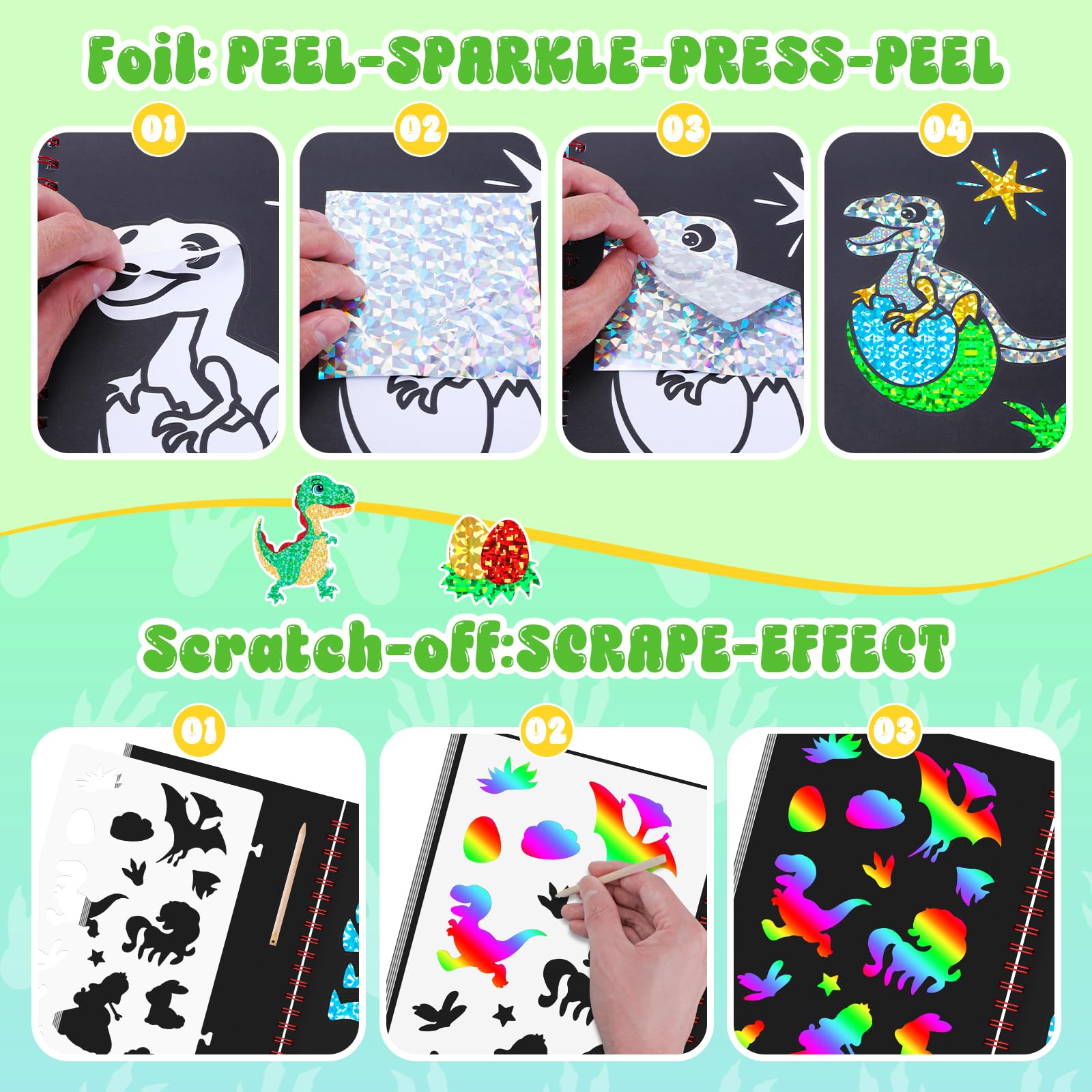 Dinosaur Scratch Art Book for  - مراجعة Art Craft Activities وسعره