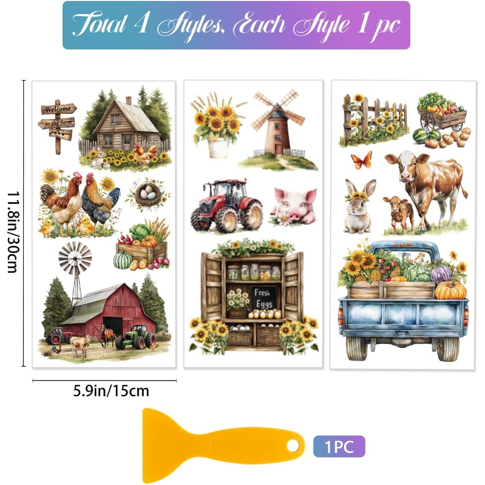 3 Sheets Farm House Furniture  - مراجعة Wallpaper Art And Craft وسعره