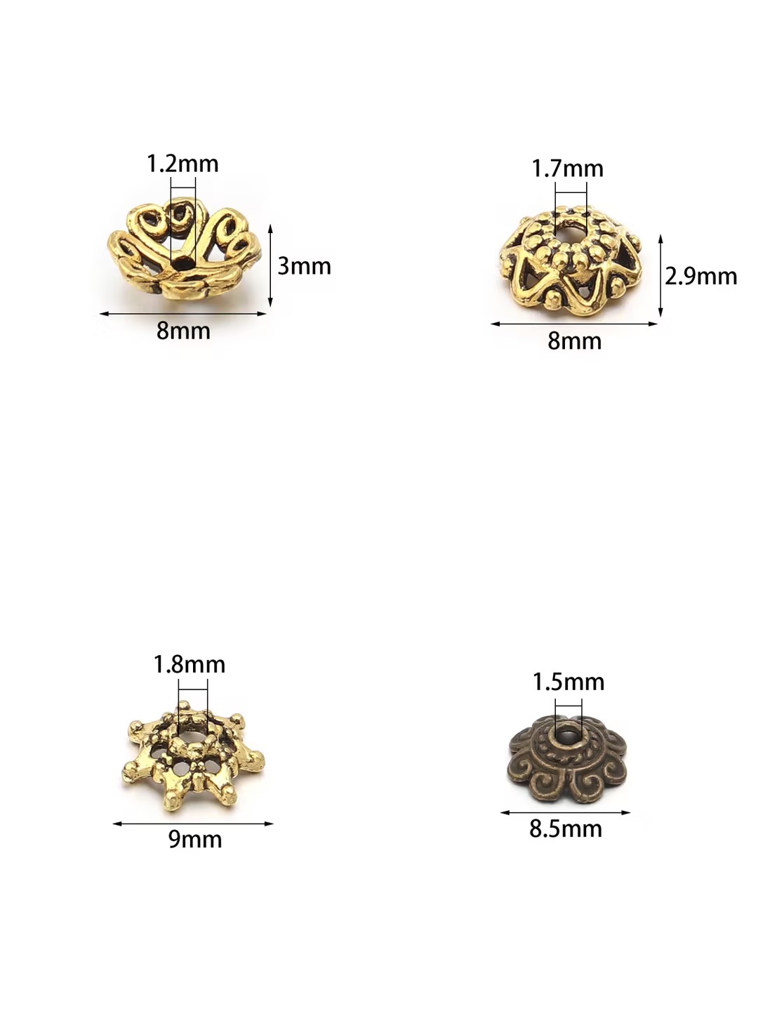 100pcs/lot Antique Silver Colo - مراجعة Art Craft Flower وسعره