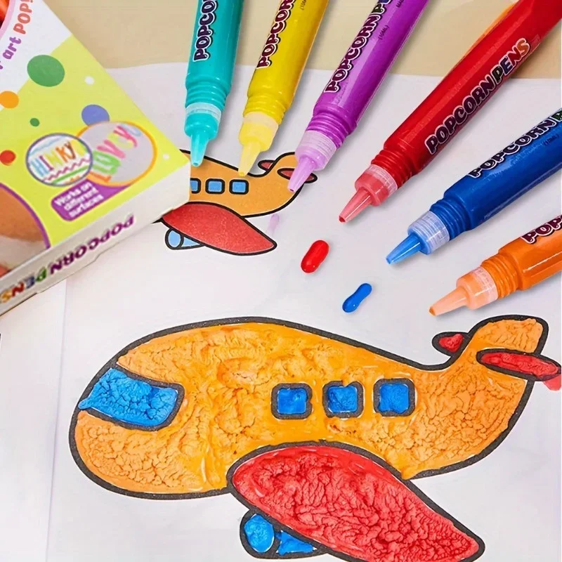 6pcs Puffy Popcorn Art Pens, 3 - مراجعة Art Craft Activities وسعره