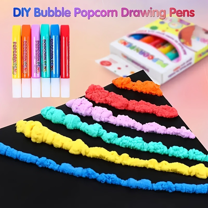 6pcs Puffy Popcorn Art Pens, 3 - مراجعة Art Craft Activities وسعره