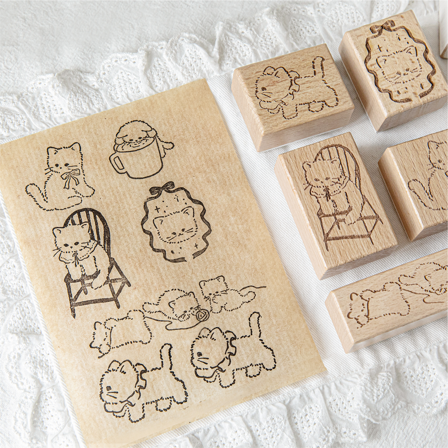 Cartoon Cute Cat Wood Stamp fo - مراجعة Art Craft Activities وسعره