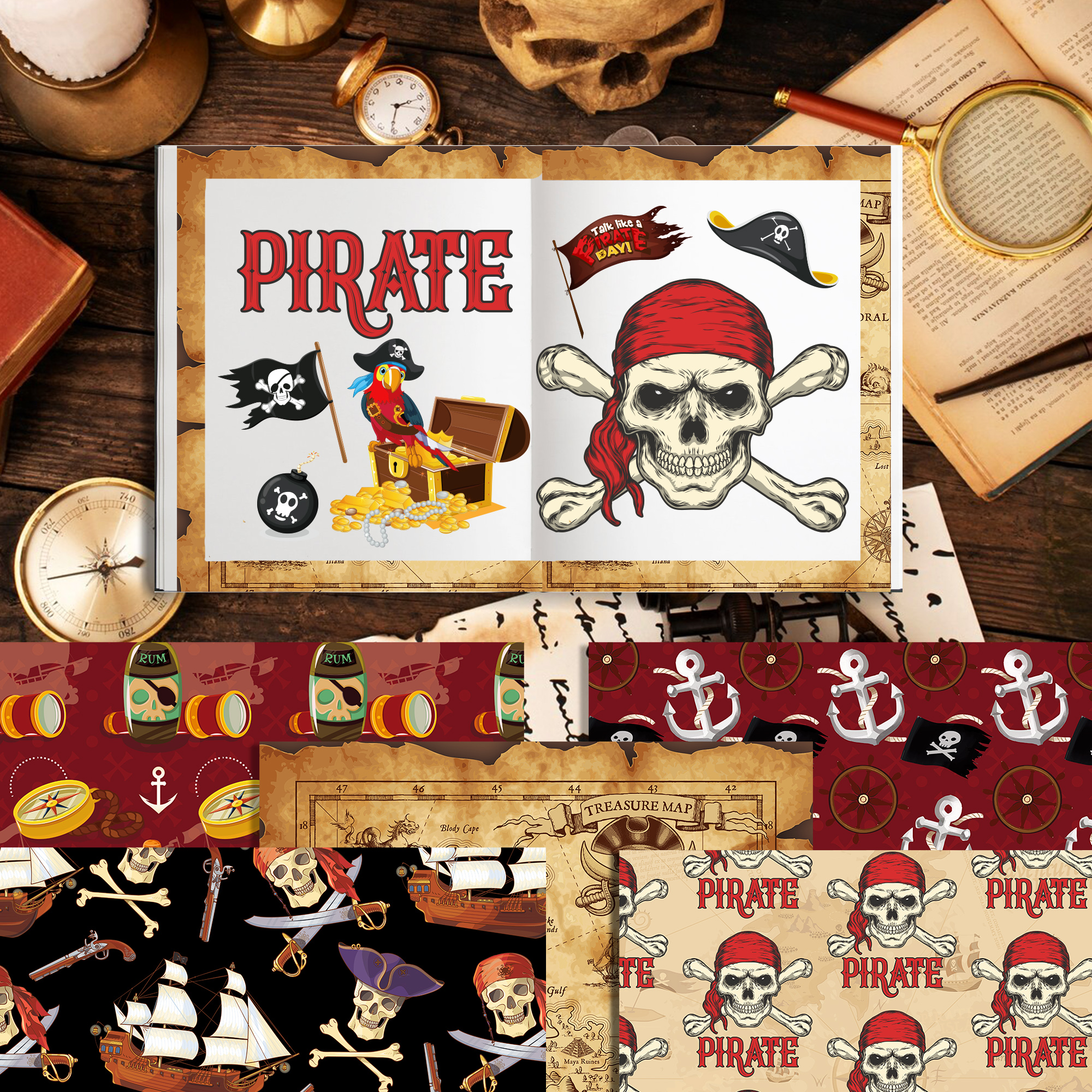 24pcs European Pirate Theme DI - مراجعة Art Craft Paper وسعره
