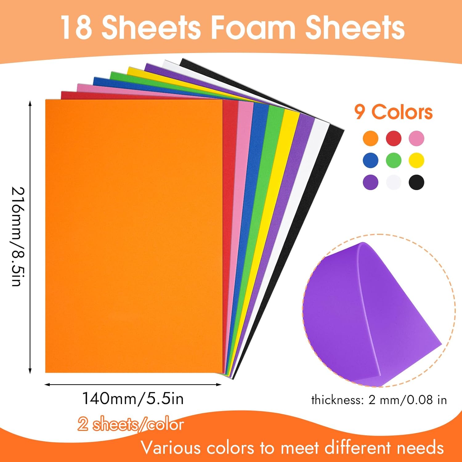 18 Sheets Foam Sheets, 9 Color - مراجعة Art Craft Paper وسعره