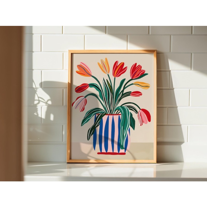 2pcs Tulip Flowers Canvas Wall - مراجعة Art Craft Vase وسعره