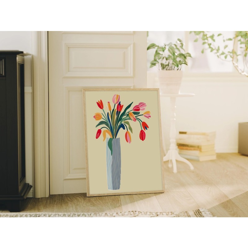 2pcs Tulip Flowers Canvas Wall - مراجعة Art Craft Vase وسعره