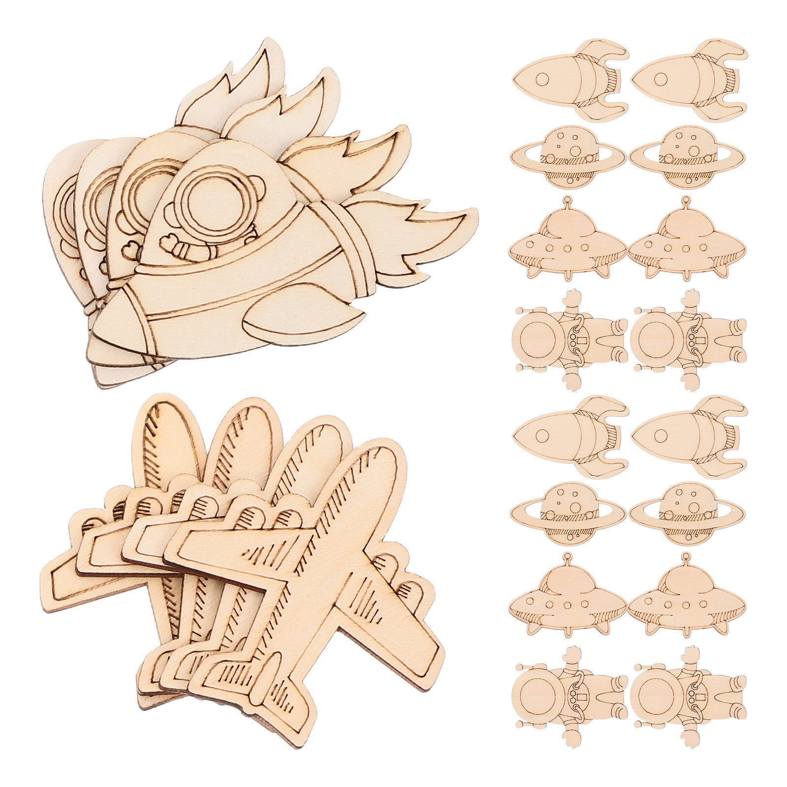 24Pcs Space DIY Wooden Cutouts - مراجعة Art And Craft Rocket وسعره