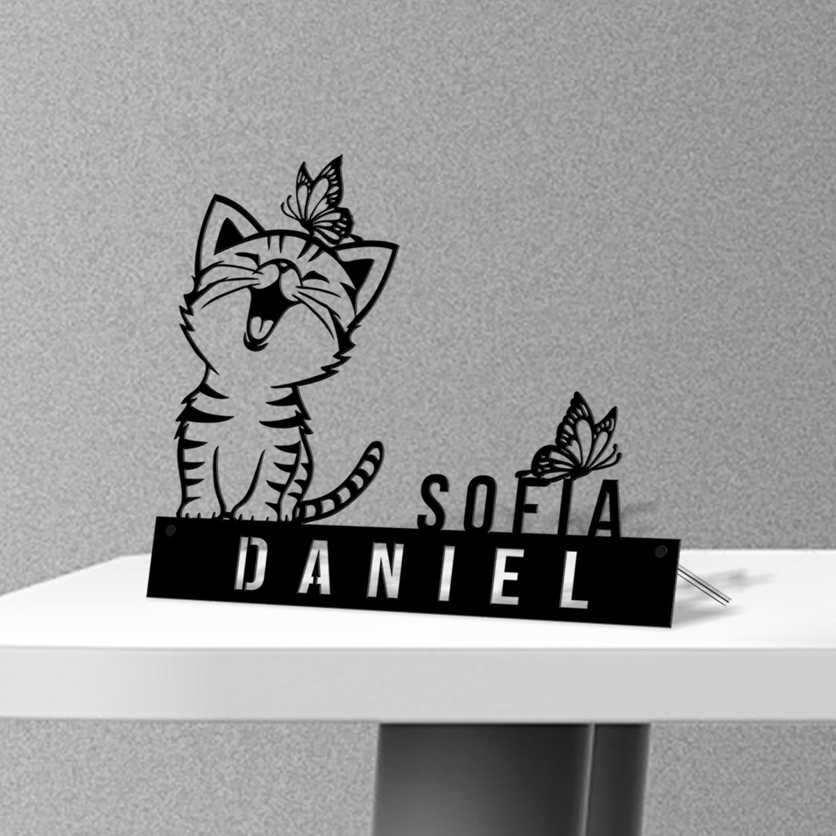 Lovely Cat With Butterfly Desk - مراجعة Art Craft Names وسعره