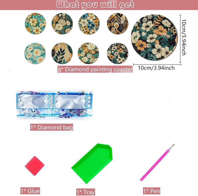 8 pieces DIY diamond Painting  - مراجعة Art Craft Flower وسعره