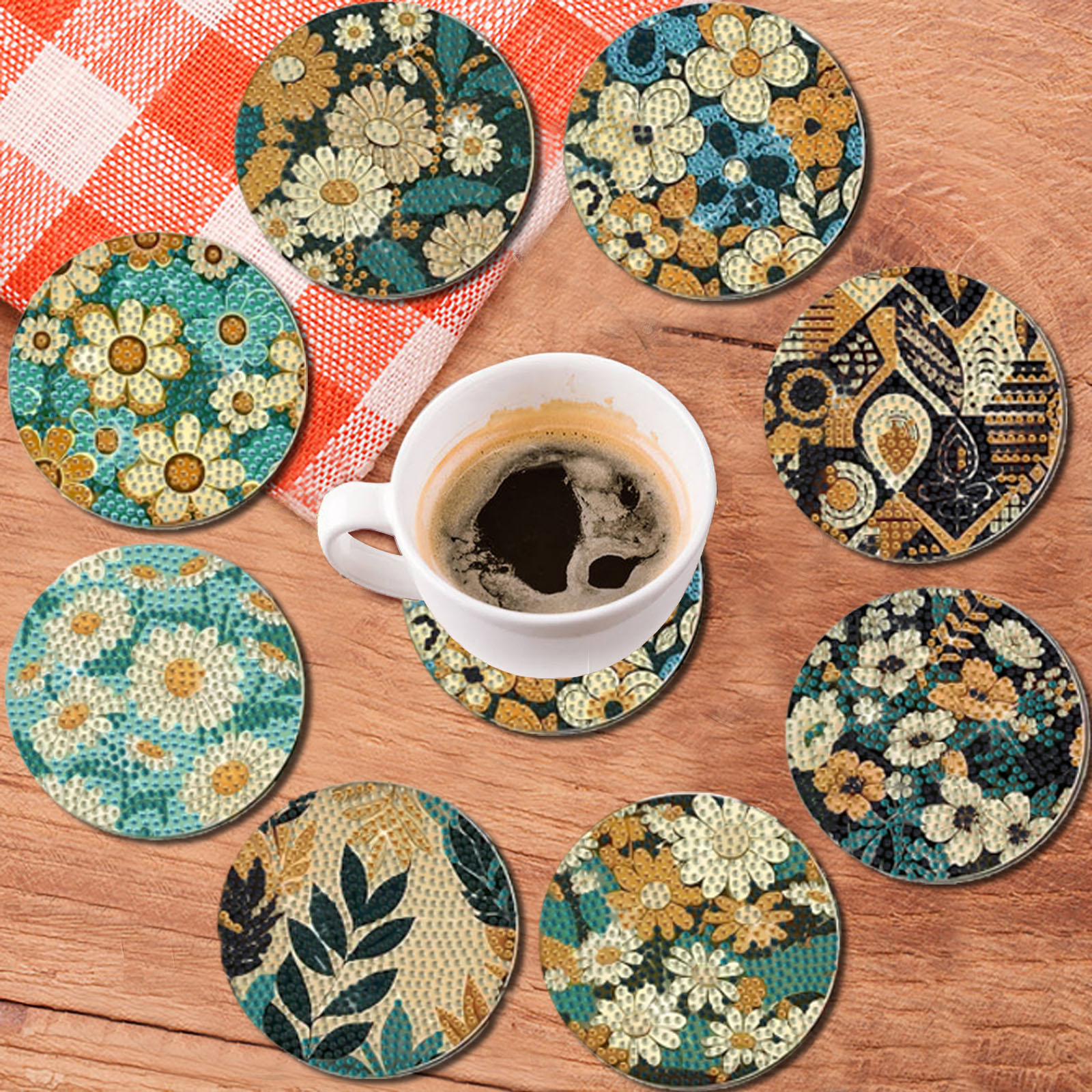 8 pieces DIY diamond Painting  - مراجعة Art Craft Flower وسعره