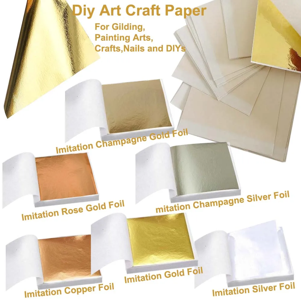 100Pc Colored Golds Leaf Sheet - مراجعة Wallpaper Art And Craft وسعره