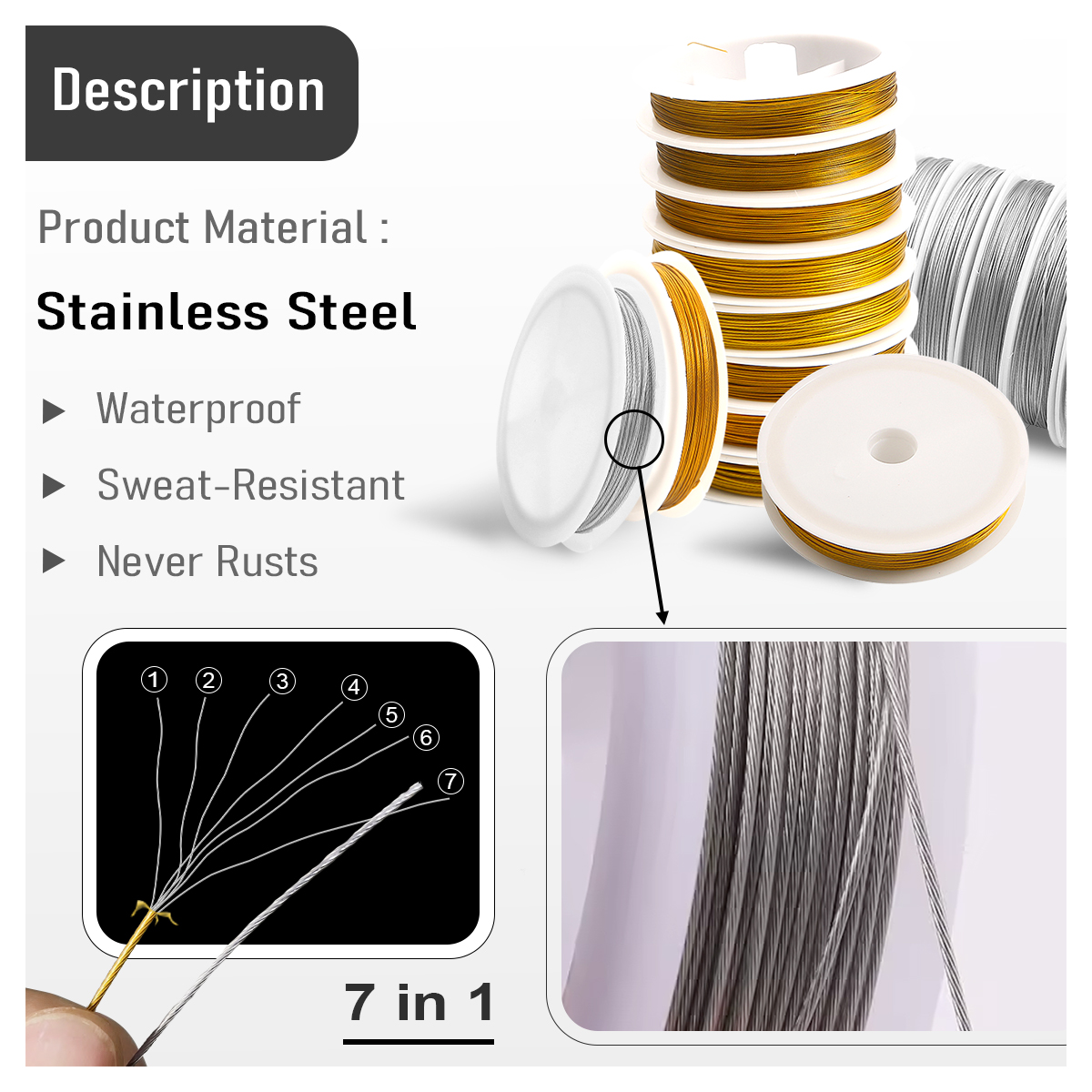 0.3-1mm Stainless Steel Beadin - مراجعة Art Craft Wire وسعره